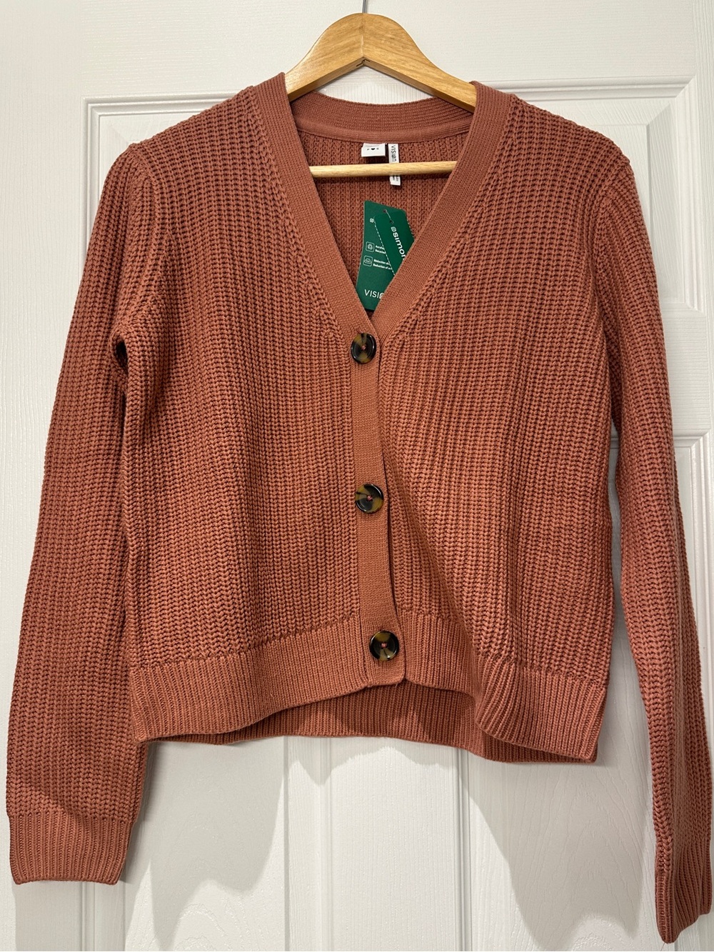 Chunky-Knit V-Neck Cardigan Sweater - Dusty Rose Pink